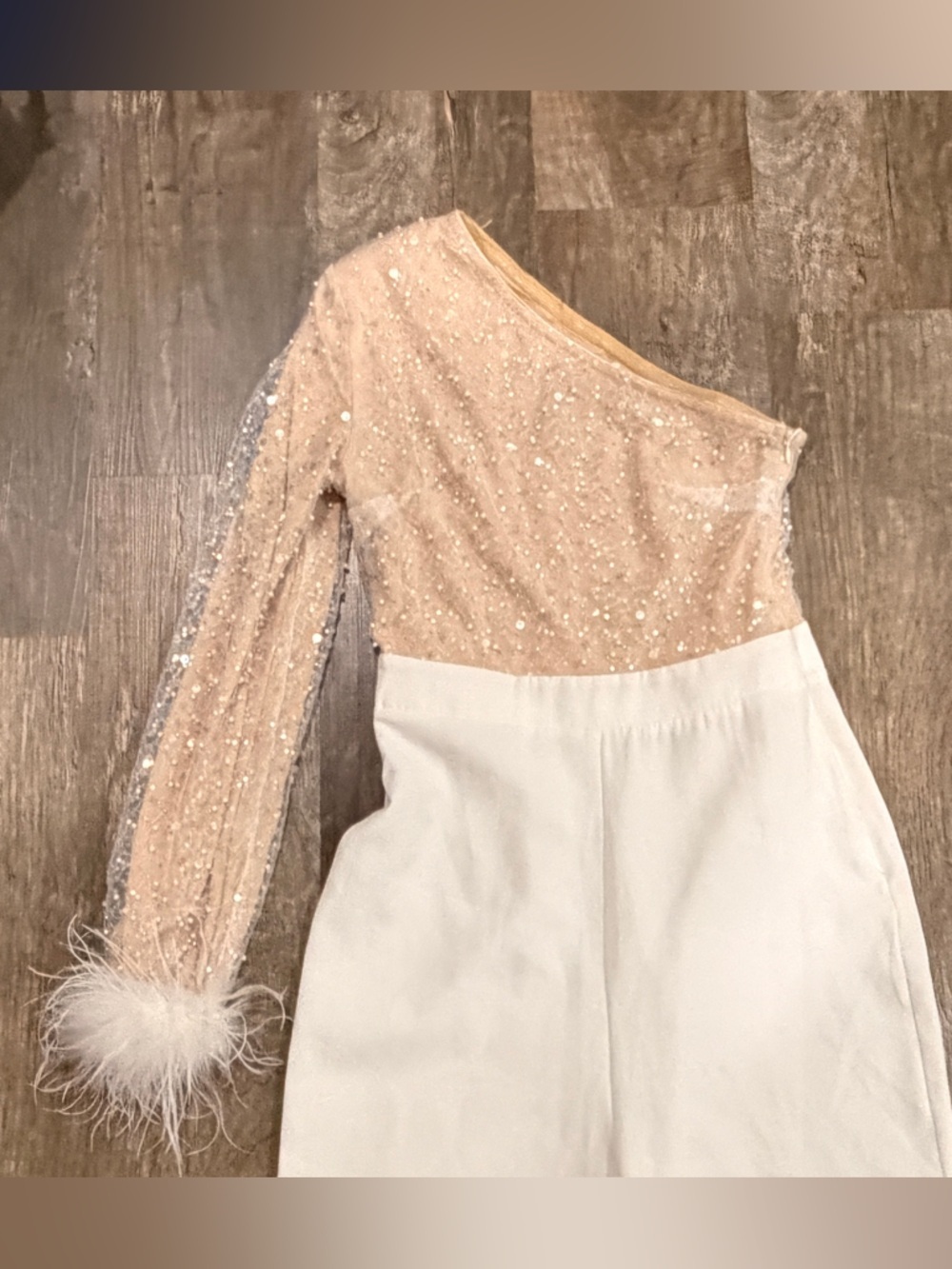 Final price Jumpsuit With Sequined Top and White Bottoms - Picture 4 of 5